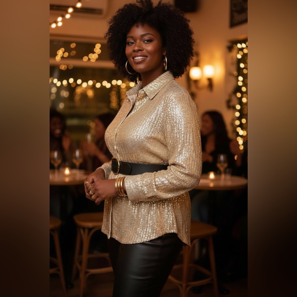 NWT XPlusWear Sequin Blouse
